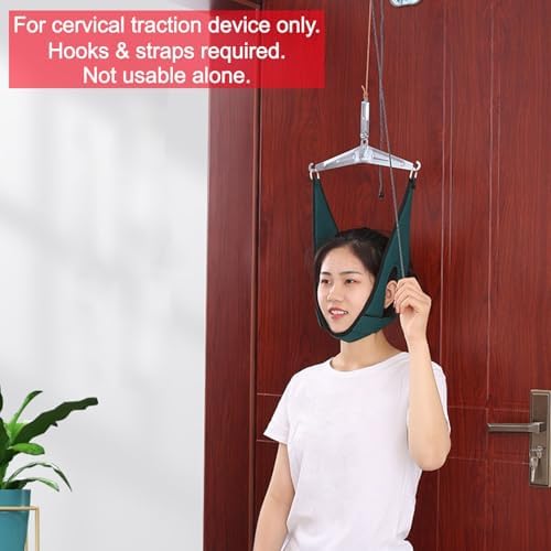 Cervical Traction Device, Neck Cervical Traction Device for Neck Pain Relief, Neck Stretcher Traction Harness with Hook for Home Physical Therapy Over The Door