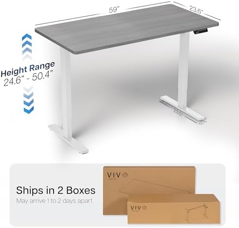VIVO Dark Gray 60 x 24 in Standing Desk, DESK-KIT-2W6G