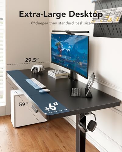HUANUO 60 x 30 Inch Large Electric Standing Desk, Brushless Motor, Black