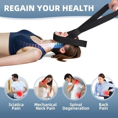 Y Neck Strap Stretcher & Cervical Traction Device for Neck Pain Relief – Manual Spine Decompression Tool with Chin Strap, Neck Stretcher Strap for Chiropractic Adjustments & Posture Correction
