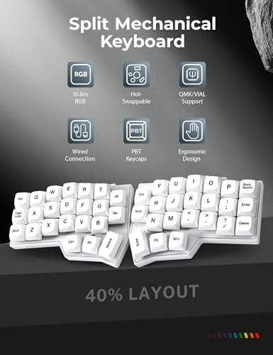 YIVU CORNE V4.1 Split Ergonomic Mechanical Keyboard, 40% 3x6 Columnar Stagger Ortholinear Layout, QMK/Vial Programmable, Wired Type-C Hot-Swappable RGB Custom Keyboard for Programmers Typing