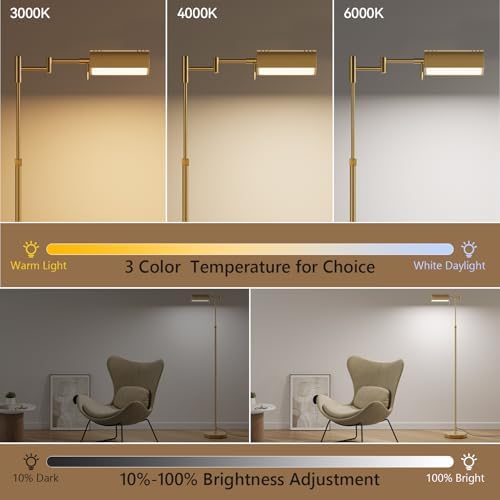 SUNMORY Dimmable LED Pharmacy Floor Lamps, 16W/1500LM Bright Reading Lamp