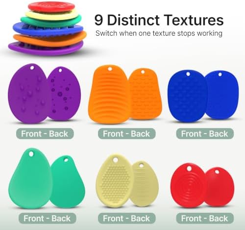 Fidget Keychain Worry Stones - 6 Pack Quiet Silicone Sensory Stones