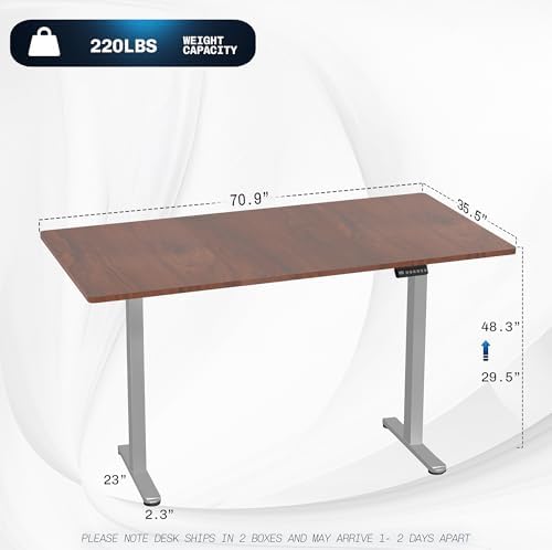 VIVO Dark Walnut 71 x 36 in Standing Desk, DESK-KIT-E2G7D-36