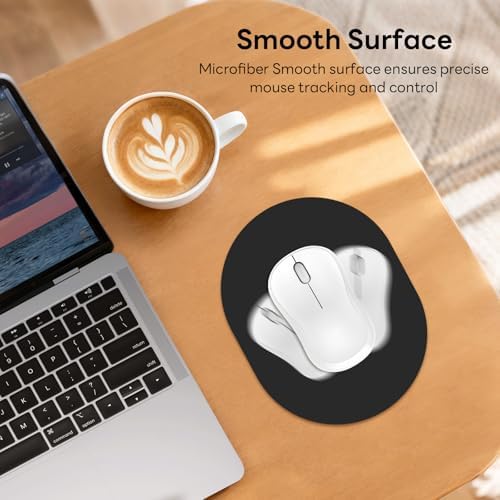 Oval Mouse Pad 6x8in Non-Slip for Laptop,Black