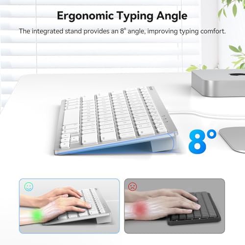 TECKNET Wired Keyboard for MacOS Devices with Dual Interface, Slim Mac Keyboard, Comfortable Ergonomic Typing Angle & Stable Connection for PC/Laptop, Compatible with MacBook, iMac, Mac mini/Pro