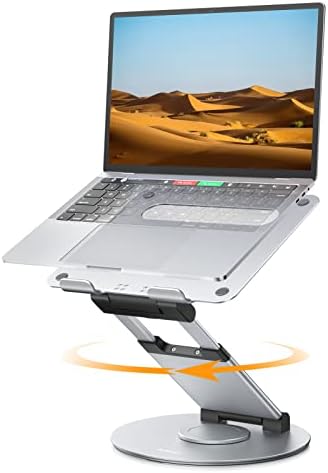 Nulaxy 18" Height Telescopic 360 Rotating Aluminum Laptop Stand Desk Silver