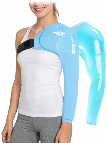 ComfiTECH Shoulder Arm Ice Pack Wrap for Pitcher & Recovery, Blue, M