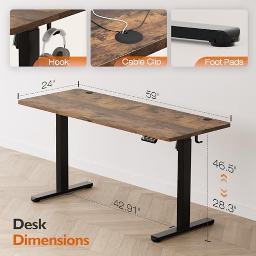 Monomi 59"x24"Electric Standing Desk Adjustable Height Computer Desk