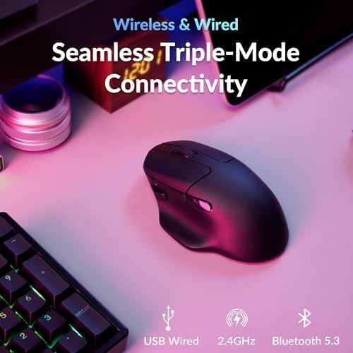 Keychron M7 8K Wireless Mouse, 30K DPI, 2.4 GHz/Bluetooth/Wired, 66g, Black