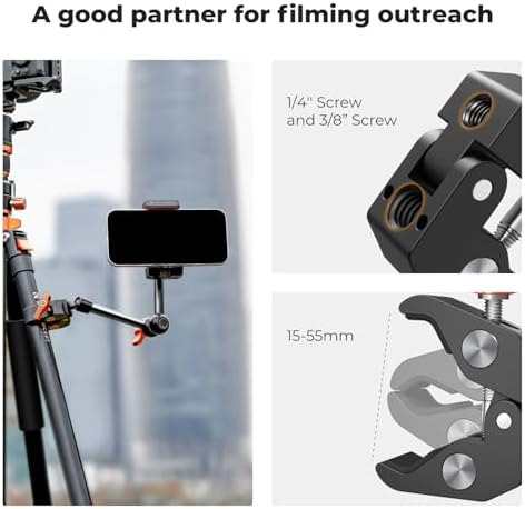 K&F CONCEPT 9.8" Magic Arm Clamp Kit with 1/4" & 3/8" Thread Screw