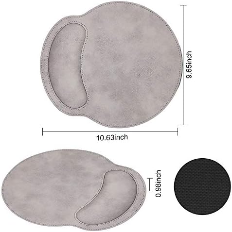 RICHEN Ergonomic PU Leather Keyboard Wrist Rest and Mouse Pad with Wrist Support, Memory Foam Set for Computer/Laptop,Gaming and Office, Comfortable for Easy Typing & Pain Relief (Gray White)