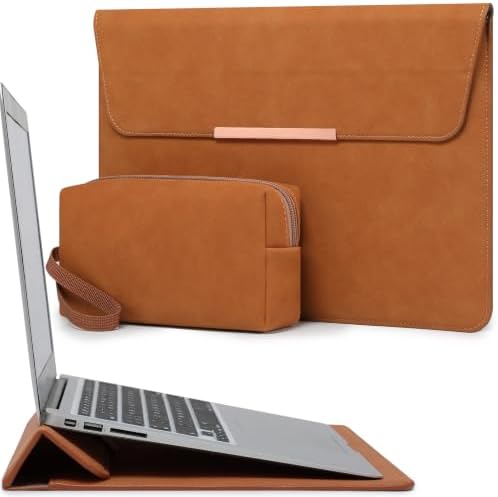 HYZUO 15 Inch Laptop Sleeve Case Bag with Stand Feature, Brown
