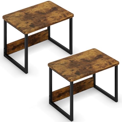 MARTY Desktop Printer Stand 2 Pack Printer Shelf for Desk Home/Office,Brown