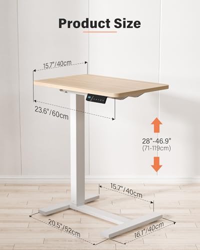 FiCiHi 24 Inch Small Electric Standing Desk, Adjustable Mobile Laptop Desk