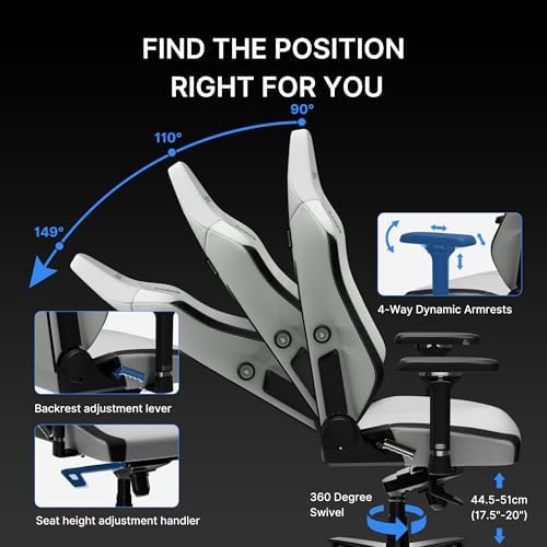 Blacklyte Athena Pro Gaming Chair, Gray, Fabric