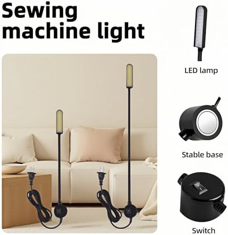 30 LED Sewing Machine Light with Super Strong Magnetic Base -Fully Flexible Silicone Neck Task Lamp for Craft Tables,Drill Press,Desk,Workbench,Lathe & Music Stand - Eye Caring,No Flicker,Durable