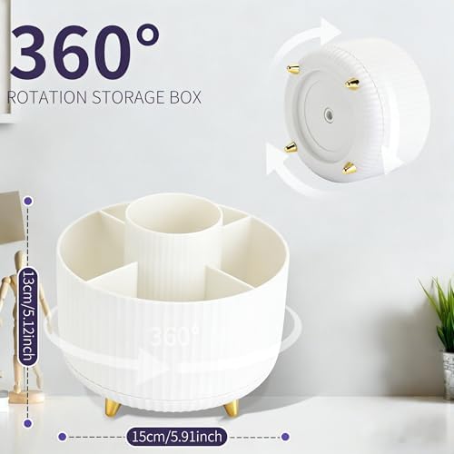 Camelmother 360°Rotating Pen&Pencil Holder For Desk With 5Slots Cute Office