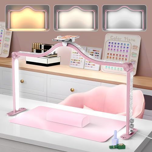 Yokilly Arc Half Moon Light: 34" Shadow-Free Large Nail Light for Desk