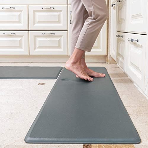 Kitchen Rugs and Mats Kitchen Mat Set of 2 Anti Fatigue Standing Mat for Kitchen, Office, Laundry Room and Stand-up Desks