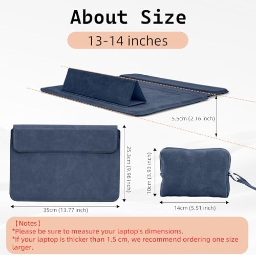 13.3-14 Inch Laptop Sleeve Case with Stand Feature,Matte PU Leather
