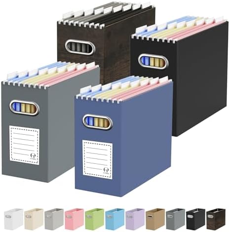 Oterri Portable Collapsible Cardboard File Box with Handle for Letter-Size