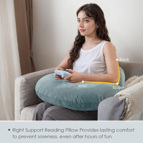 QUEEN ROSE Reading Pillow, Gaming Lap Pillow for Crocheting, Velvet Green