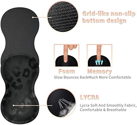 Black Leopard Ergonomic Wrist Rest Pad + Cute Mouse Pad + Cup Coaster, Memory Foam with Non-Slip Base 3Pcs Mousepad Desktop Supply Set Combo for Laptop, Computer, Gaming & Office
