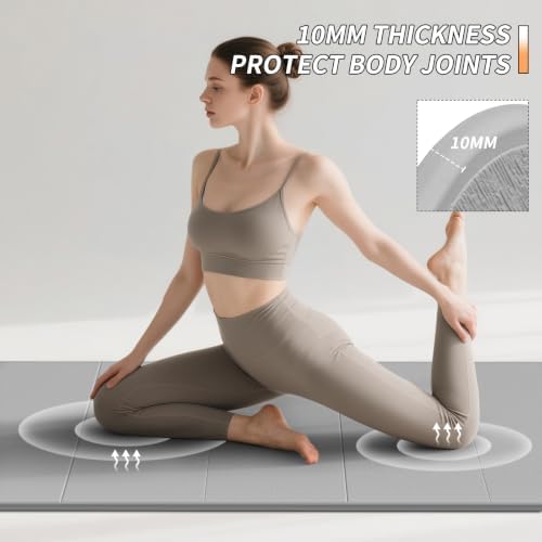 PAIDU Foldable Yoga Mat 10MM Thick SGS Certified TPE 75x26" Portable