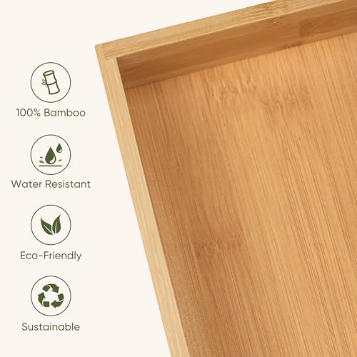 Vincona Bamboo Drawer Organizers Set, 5-Piece Multi-Use Wood Storage Organizers, Desk Drawer Tray for Kitchen, Bathroom, Office, Dresser, Bamboo Box Bin for Jewelry, Makeup, Junk, Gadgets
