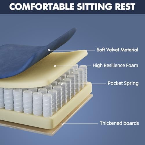 Soontrans Dark Blue Velvet Fabric Gaming Chair for Adult, Ergonomic Comfortable Video Gamer Chair with Footrest, Reclining Office Computer Desk Game Chairs with Massage Lumbar Cushion,Headrest