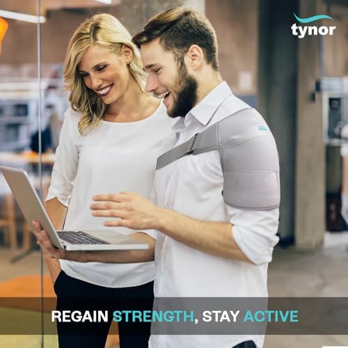 TYNOR Shoulder Brace for Torn Rotator Cuff Shoulder Compression Sleeve Wrap for Men & Women,Dislocation,Stability&Recovery Shoulder Support Adjustable Fits Left & Right Arm Sling,One Size(Grey),1 Unit