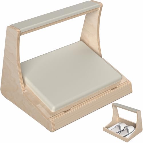 VIVO Under Desk Footrest with Hidden Storage Compartment for Shoes, Tilting Platform and Leg Rest with Thick Padding, Light Wood, STAND-FT03