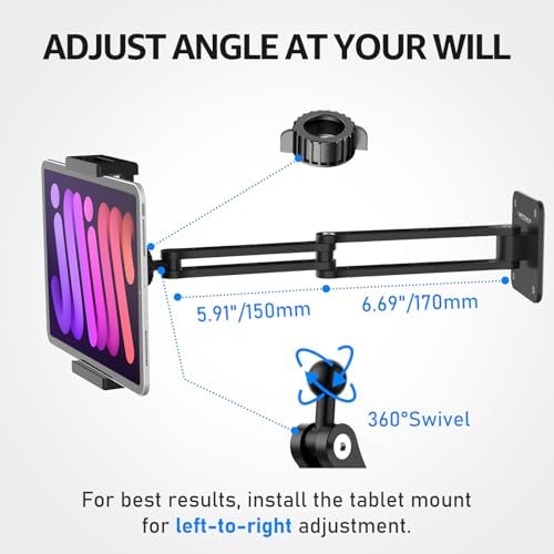 Urmust Dual Arm Tablet Wall Mount Ipad Holder, 4.7-13"