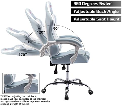 Gaming Chair for Adults, High Back Ergonomic Computer Gaming Chair with Headrest and Lumbar Support, Blue