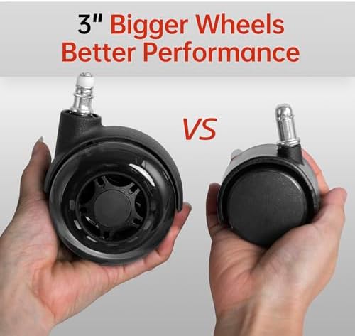 Office Chair Wheels, 3 Inch Double Rollerblade Office Chair Wheel Replacement-Smooth & Quiet Rolling Chair Wheels for Hardwood Floors & Carpet for Heavy Duty Gaming Chair Set of 5 Black