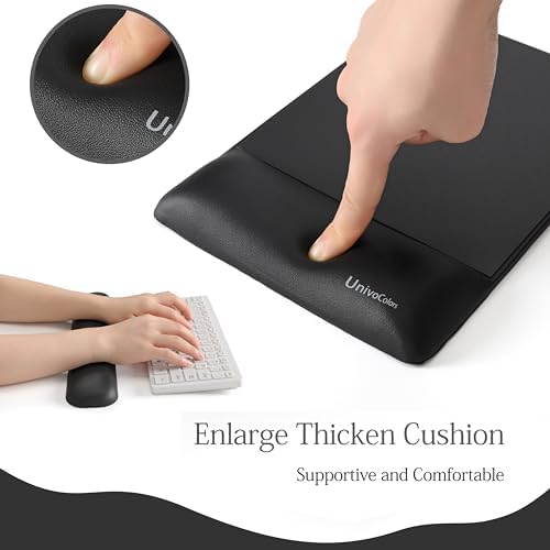 UnivoColors Design-Wave Set of Keyboad Wrist Rest & Mouce Pad,Artificial Sheepskin+Memory Foam+Ergonomic+Anti-Slip Gel, Resilience Support During Work and Gaming,Keyboard Accessory,Navy