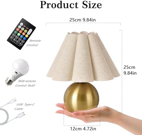 Ziqqeelam Rechargeable Cordless Small Table Lamp, Battery Operated Remote Control Gold Mini Table Lamps for Bedroom Nightstand, Cute Small Table Lamp for Small Spaces for Kitchen Counter, Bookshelf