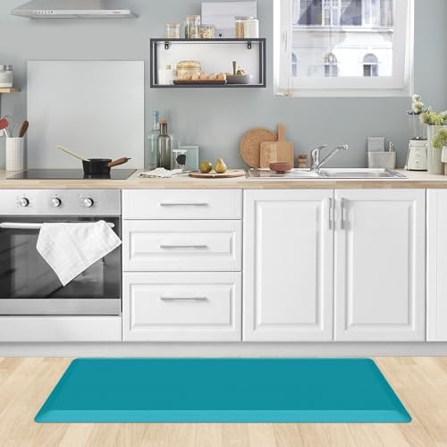 KitchenClouds Kitchen Mat Cushioned Anti Fatigue Kitchen Rug 0.8inch Water Resistant Non Slip Kitchen Rugs and Mats Standing Desk Mat Comfort Floor Mats for Kitchen Sink Office (17.3"x39",Green)