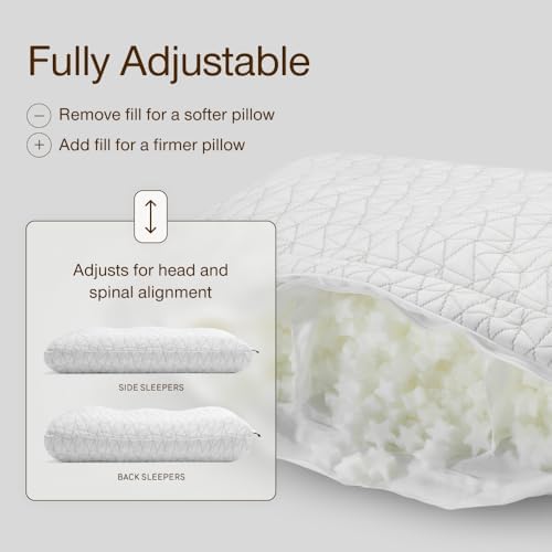 Coop Home Goods Adjustable Orthopedic Pillow King, Ergonomic Cervical Neck Support, Memory Foam Pillows for Side & Back Sleepers, Breathable, Washable Cover, GREENGUARD & CertiPUR-US Certified