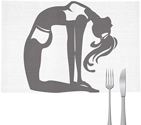 DIYthinker Graceful Yoga Girl Stretching Keep Healthy Placemat Pad Kitchen Woven Heat Resistant Cushion Rectangle