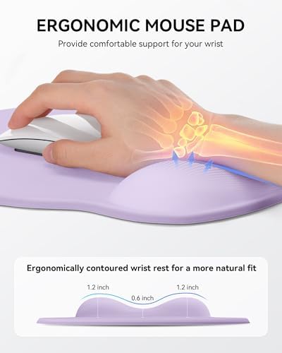 Mouse Pad with Wrist Rest for Desktop Large Ergonomic Mouse Mat(Lavender)