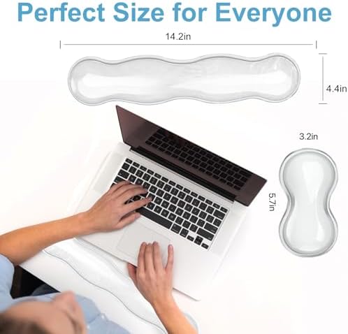 Gel Keyboard Wrist Rest Set - Ergonomic Computer Desk Pad for Typing Pain Relief, Cute Silicone Cushion for Support Hand & Arm, Comfortable Wrist Rest for Gaming Laptop Office & Home Accessories