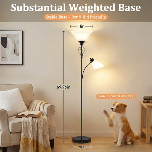 Floor Lamps for Living Room, 70" Tall Torchiere Floor Lamps, Plastic Shade