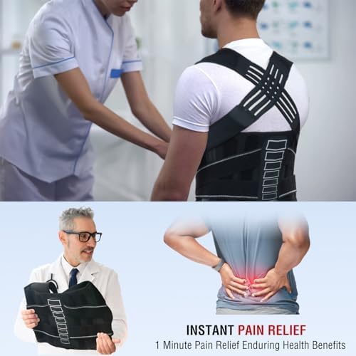 Back Brace Posture Corrector for Women and Men with Spine Vertical Alignment System, Lower Back Pain Relief, Back Straighter Instant Posture Corrector - Scoliosis (Black, Small (Waist 24"-32"))
