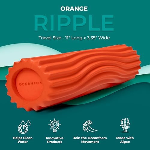 Oceanfoam Ripple Roller - Small Foam Roller for Physical Therapy (Orange)