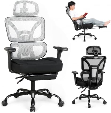 Ergonomic Office Chair with Footrest - High Back Mesh Computer Desk Chair
