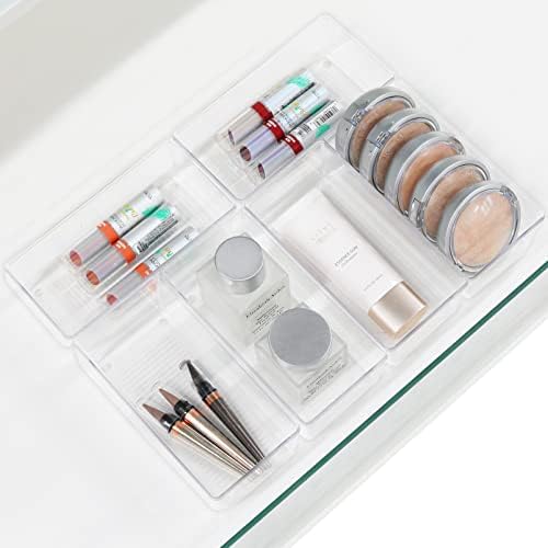 Simple Houseware Clear Desk Drawer Organizer, 3.25"x 6.25", 6 Packs
