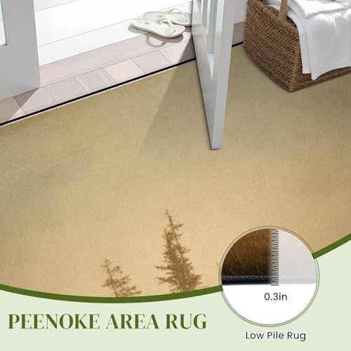 6x9 ft Rustic Cabin Area Rug Machine Washable Lodge Bear Rug