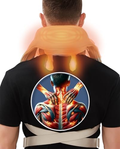 HZC Neck Massager with Heat, Electric Back Massager for Pain Relief Deep Tissue, Wireless Shoulder Massager Human-Hand-Like Kneading Squeeze Massage Pillow Squeeze Trapezius Muscles Device